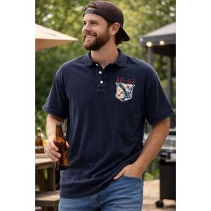 American Eagle Outfitters Polo Shirt Mens XL Navy AE-US Eagle Logo Athletic Fit